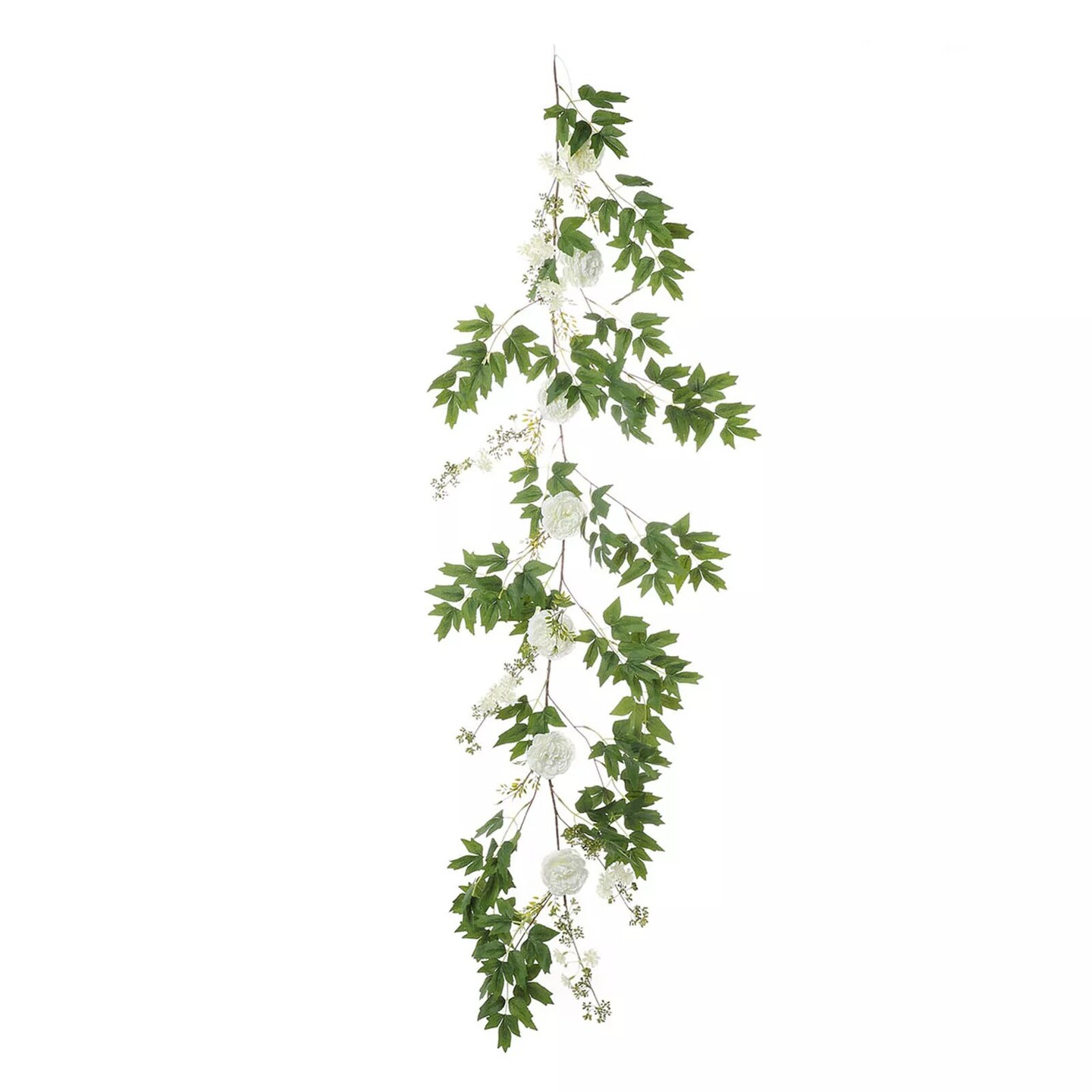 6 ft long Silk Peony Flowers Garland with Leaves and Bendable Wire Vine Party