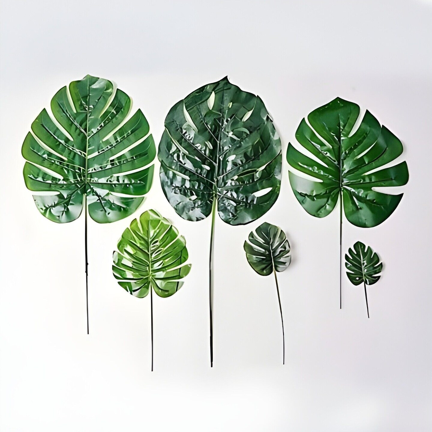 6 pcs Monstera Leaves Artificial Tropical Greenery Stems Wedding Party Supplies