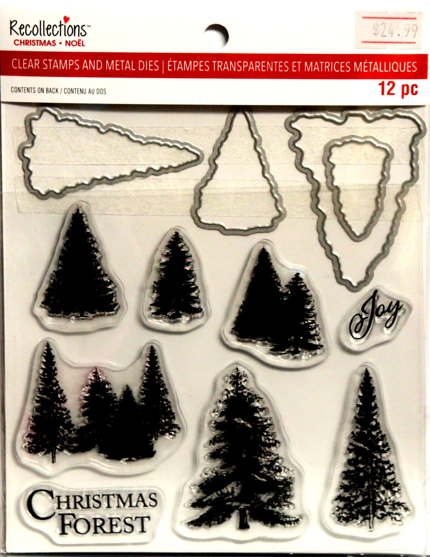 Recollections Christmas Trees Clear Stamps &#x26; Metal Die Set