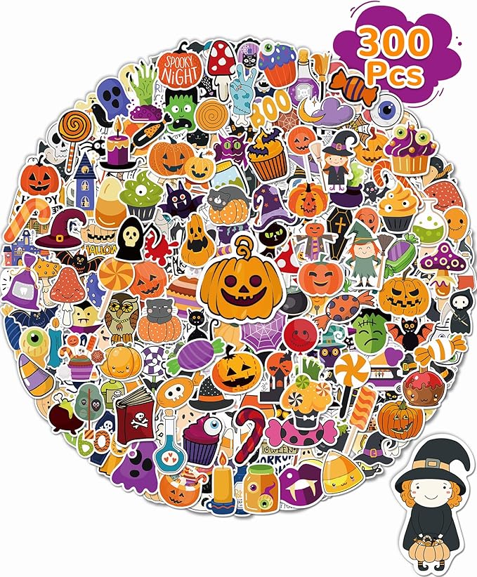 Halloween Pumpkin Stickers Bulk for Water Bottles, Vinyl Waterproof Stickers for Halloween Party Favors Crafts Games Halloween Gifts for Kids Teens Adults