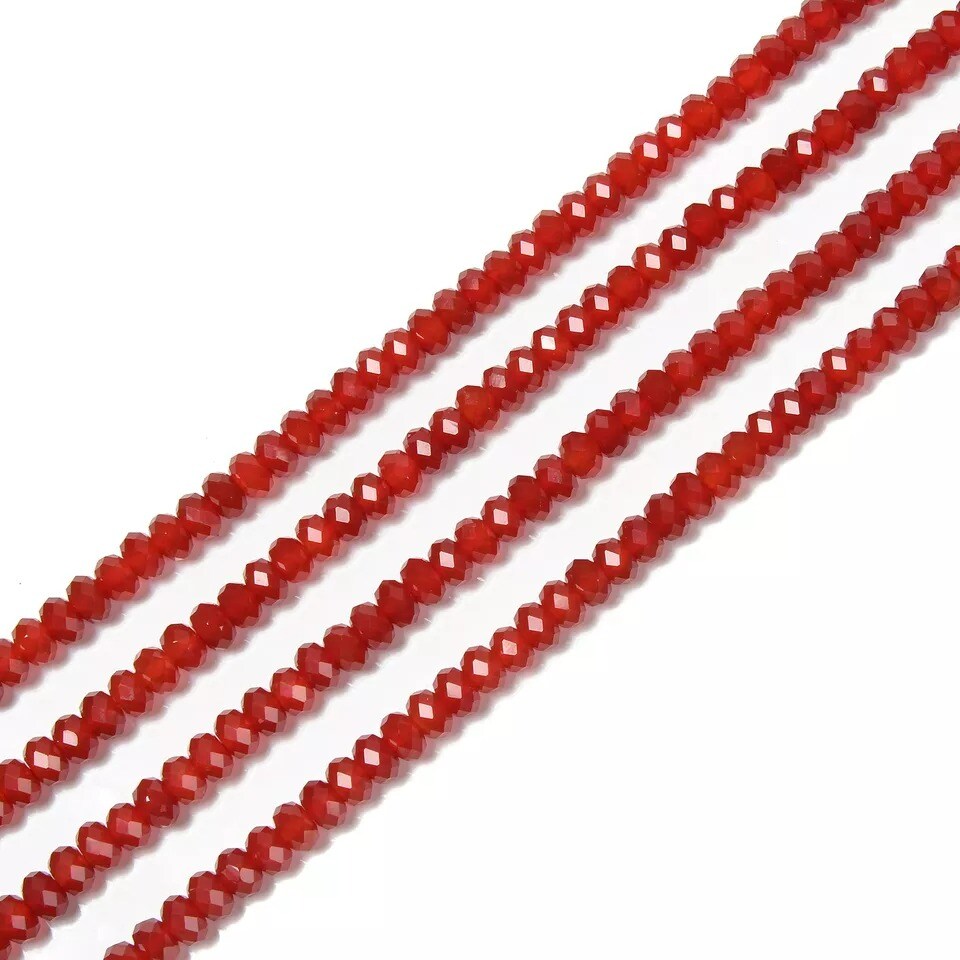 Natural Carnelian Faceted Rondelle Beads Size 4x6mm 5x8mm 15.5&#x27;&#x27; Strand