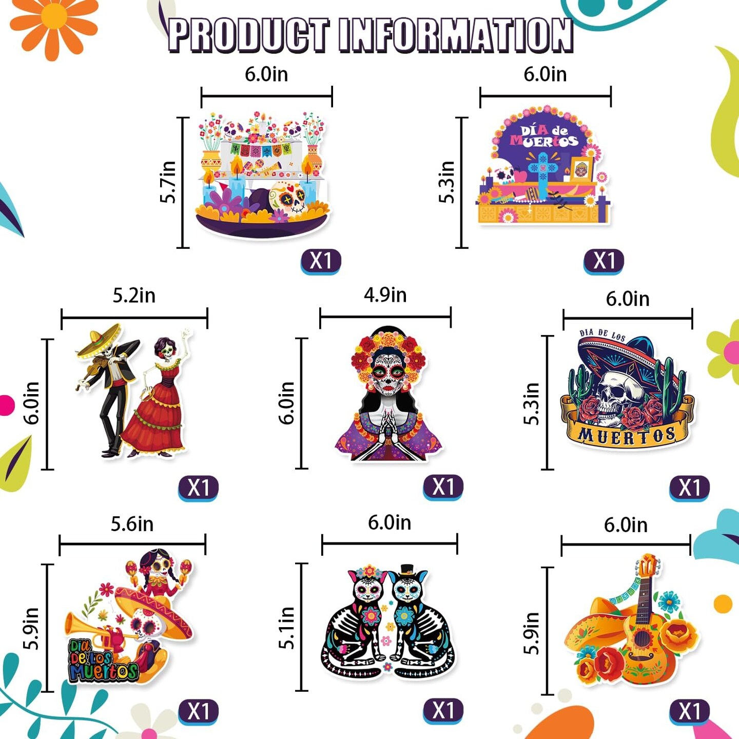 Dia De Los Muertos Decorations Day of the Dead Decorations includes 1pcs Dia De Los Muertos Banner and 8pcs Dia De Los Muertos Altar Hanging Swirls for Day of The Dead Ofrenda Decorations