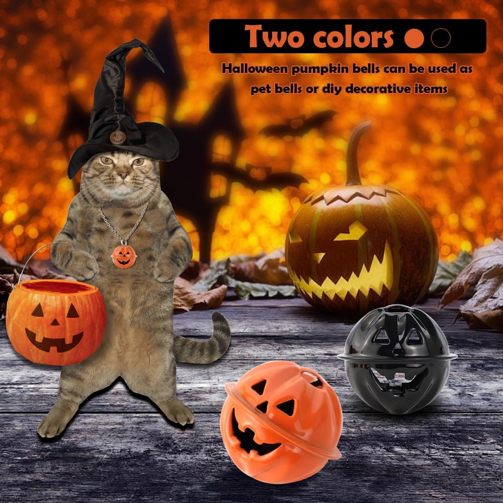Pumpkin Bells Head Craft Bells for DIY Halloween Decor Collar Jingle Bells Halloween Decorations Ornament Jewelry Findings Charms Pendant