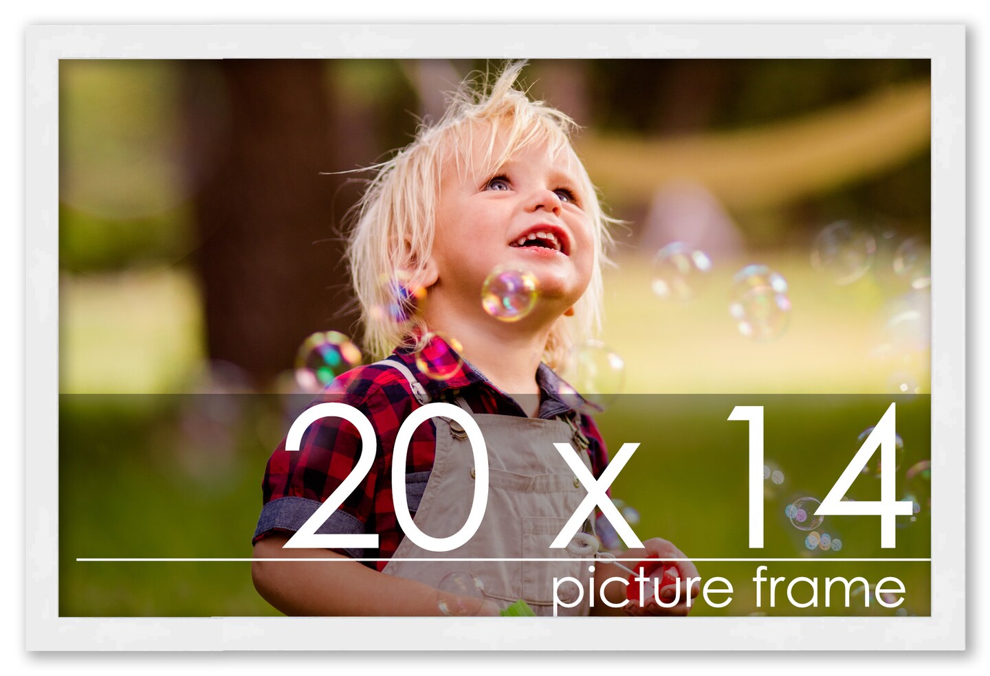 20x14 Solid Wood Picture Frame with UV-Resistant Acrylic & Acid-Free Backing, Available in 6 Finishes: Matte Black, Matte White, Metallic Bronze, Silver, Natural Wood Grain & Mahogany