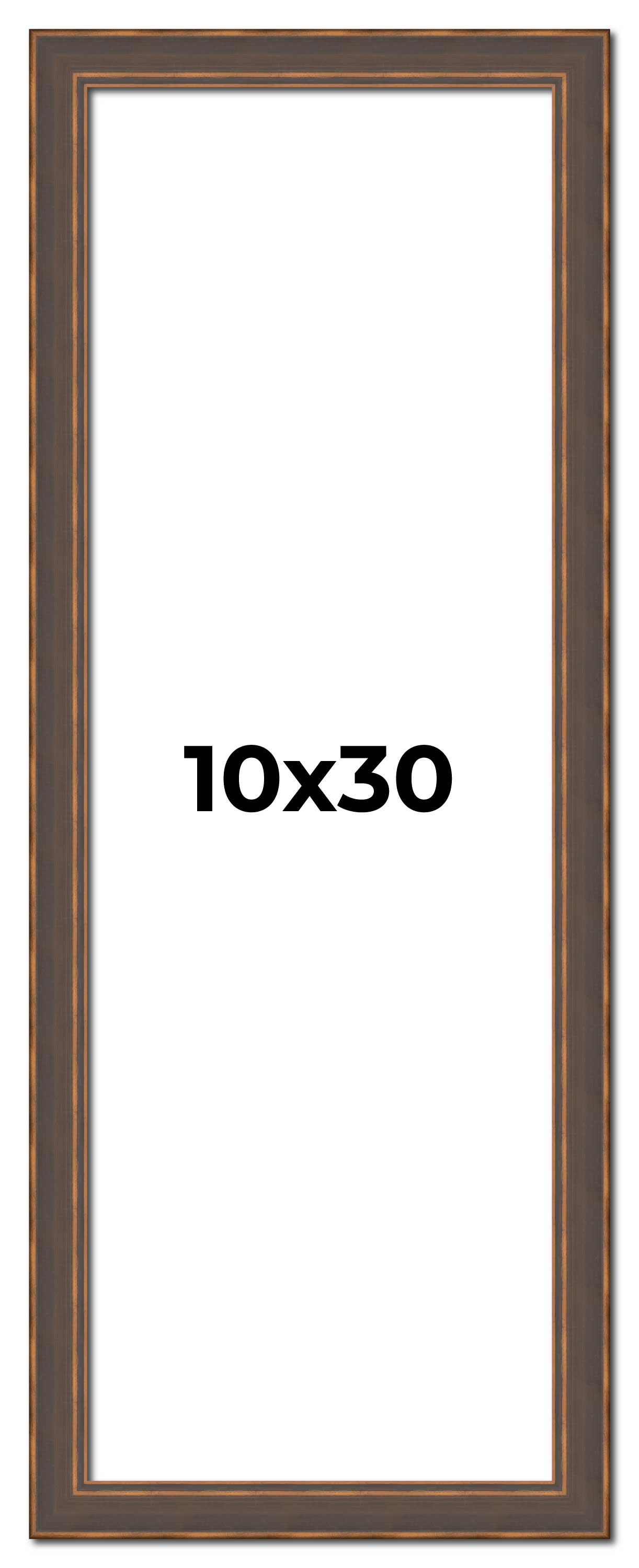 Panoramic Elegant Brown Picture Frame - UV Acrylic, Foam Board Backing, Hanging Hardware
