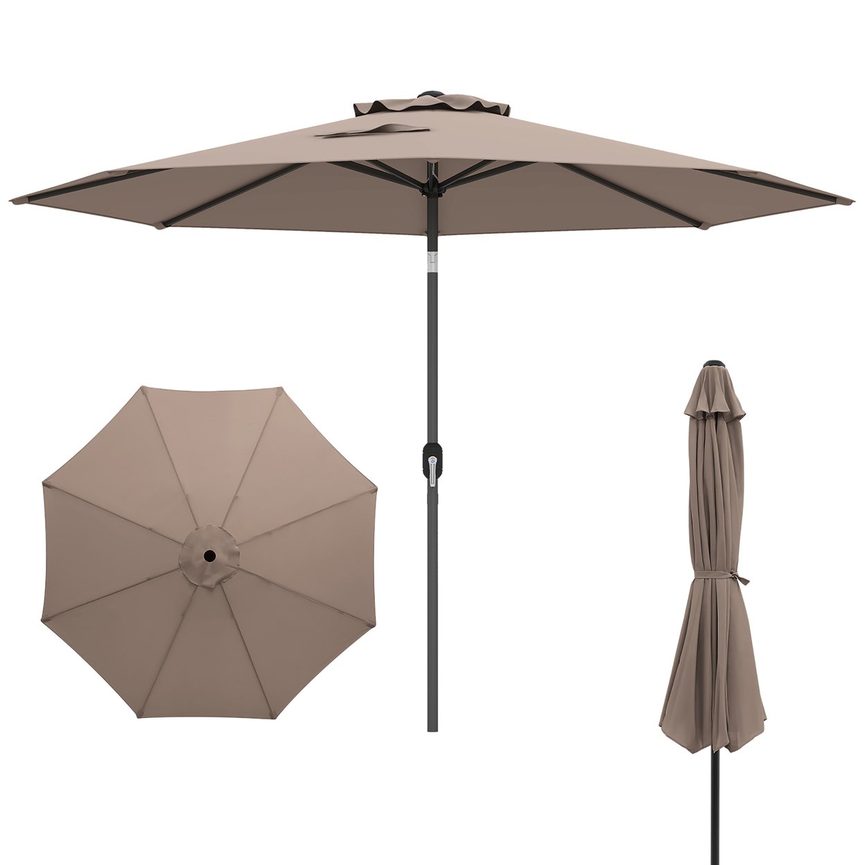 10 Ft Patio Umbrella Market Table Umbrella Yard Outdoor W/ 6 Ribs