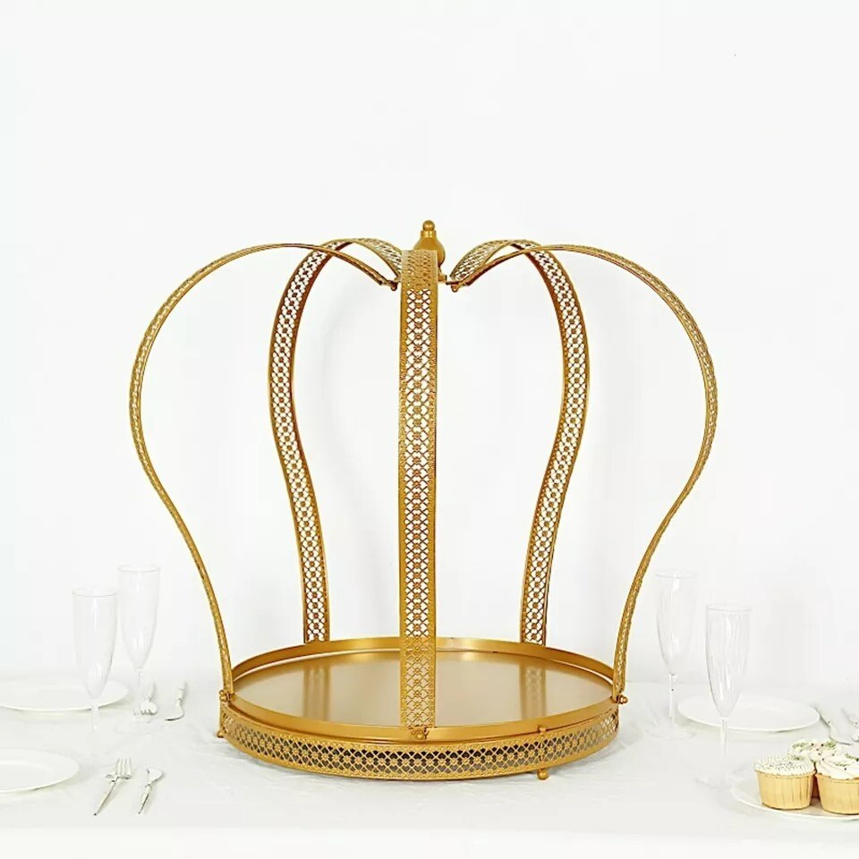 Gold 26" Metal Crown Cupcake Dessert Display Stand Party Centerpiece Wedding