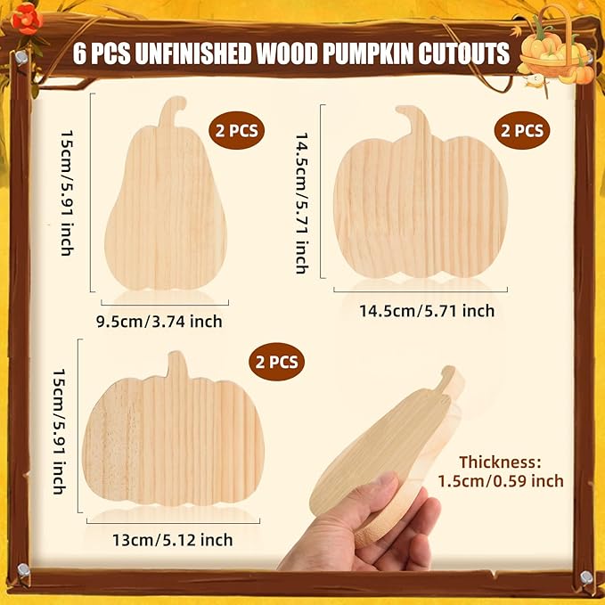 Unfinished Thanksgiving Pumpkin Wooden Table Sign Blank Wood Pumpkin Craft Blocks for DIY Crafts Autumn Harvest Halloween Home Tiered Tray Decoration,3 Styles