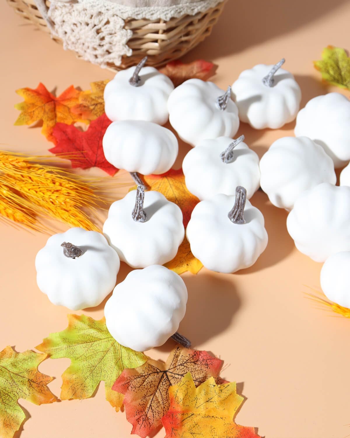 30pcs Assorted Small Artificial Foam Pumpkins Decor Great for Vase Filler Table Display
