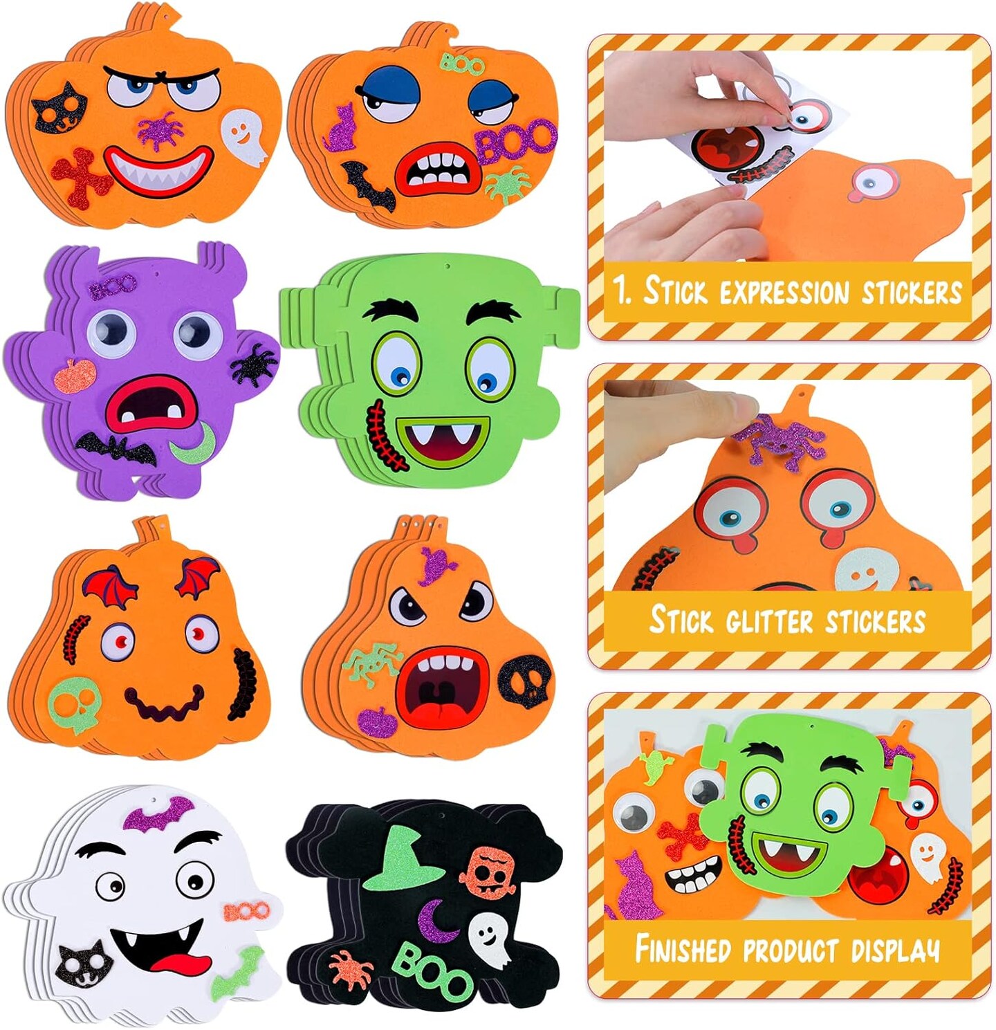 Halloween Crafts Kit for Kids DIY Pumpkin Ghost Skull 204PCS Halloween Decorations Party Favors Supplies