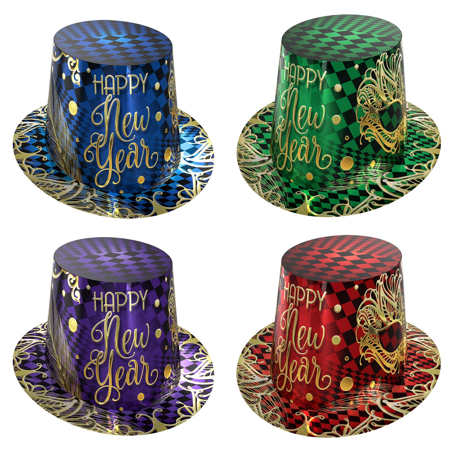 Beistle Midnight Masquerade Hi-Hats - 25 Pack