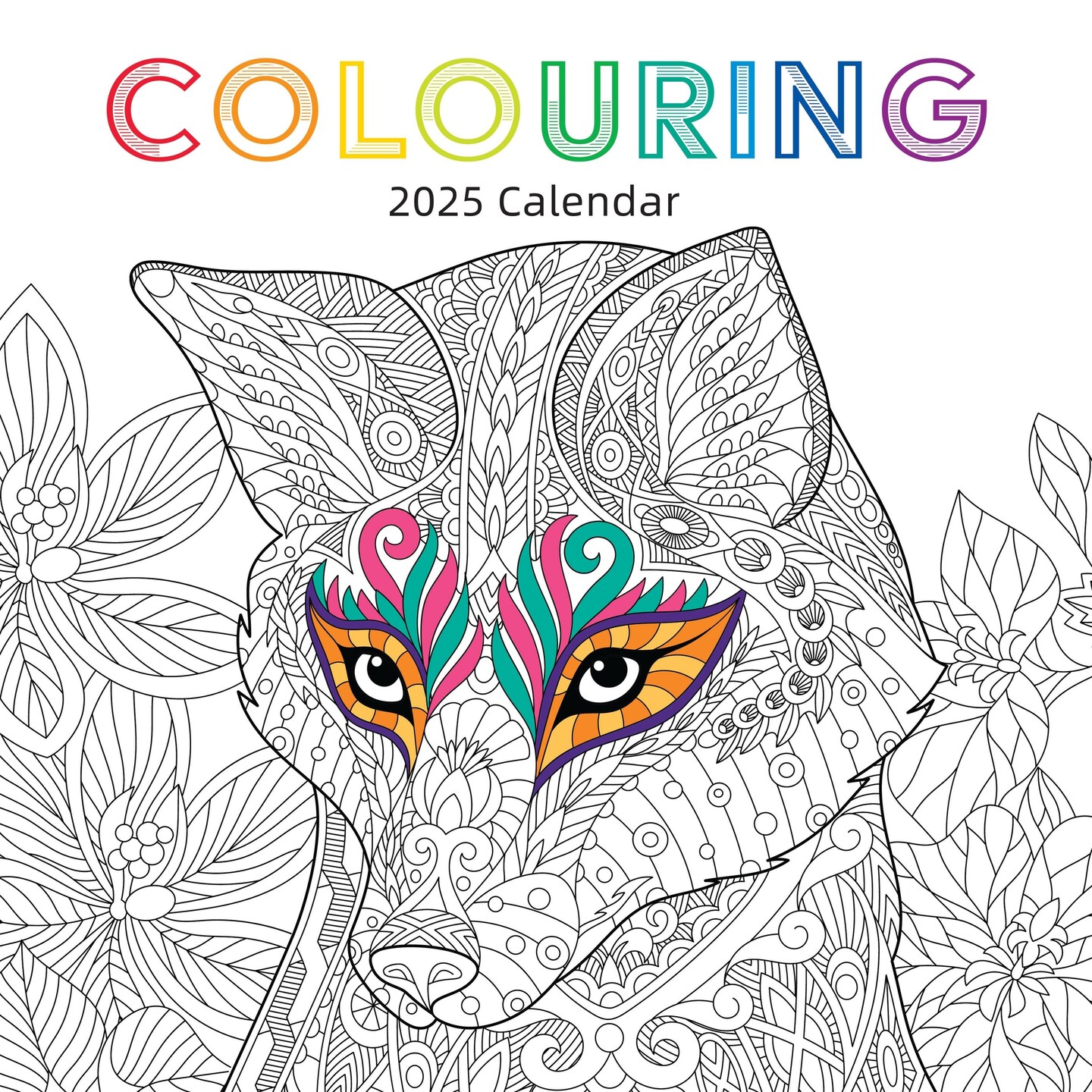 2025 Square Wall Calendar, Colouring, 16-Month Lifestyles Theme with 180 Reminder Stickers (12x12 In)