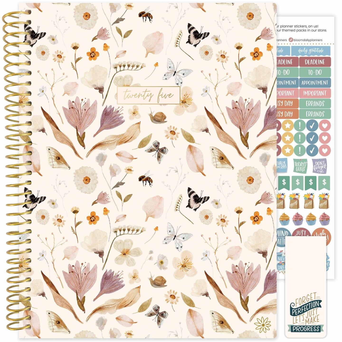 bloom daily planners 2025 Soft Cover Planner, 8.5&#x22; x 11&#x22;, Butterfly Garden