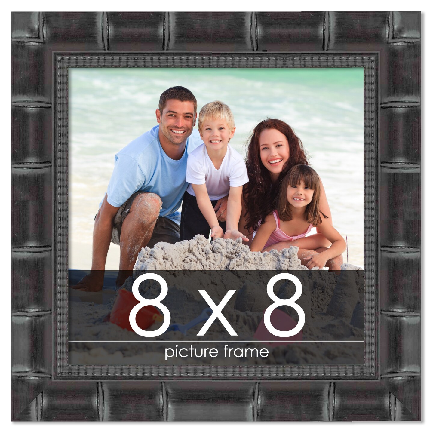 8x8 Wide Bamboo Picture Frame with UV-Resistant Acrylic & Acid Free Backing, Available in 4 Finishes - Brown, Black, Silver, and Natural