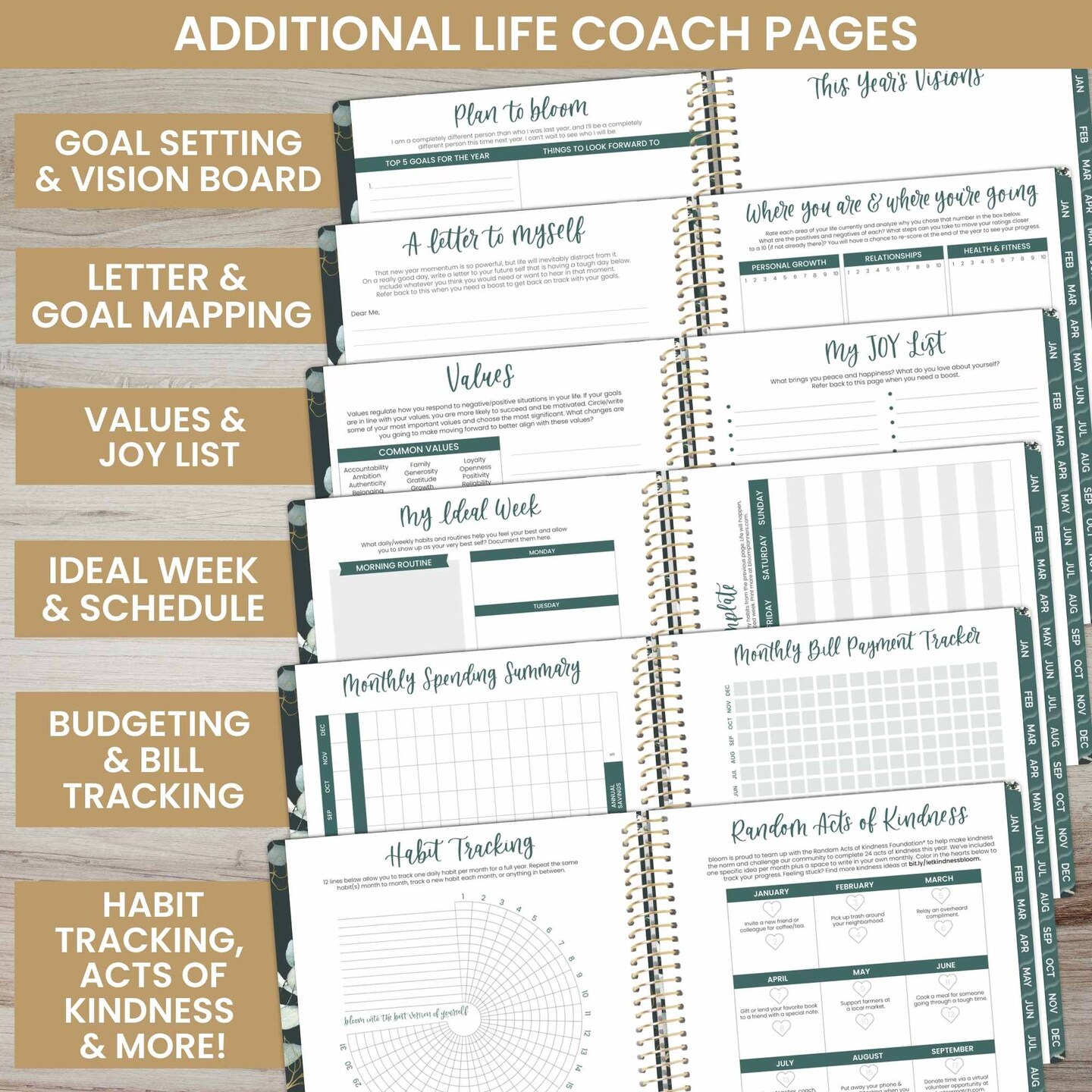 bloom daily planners 2025 Soft Cover Planner, 8.5&#x22; x 11&#x22;, Eucalyptus, Green