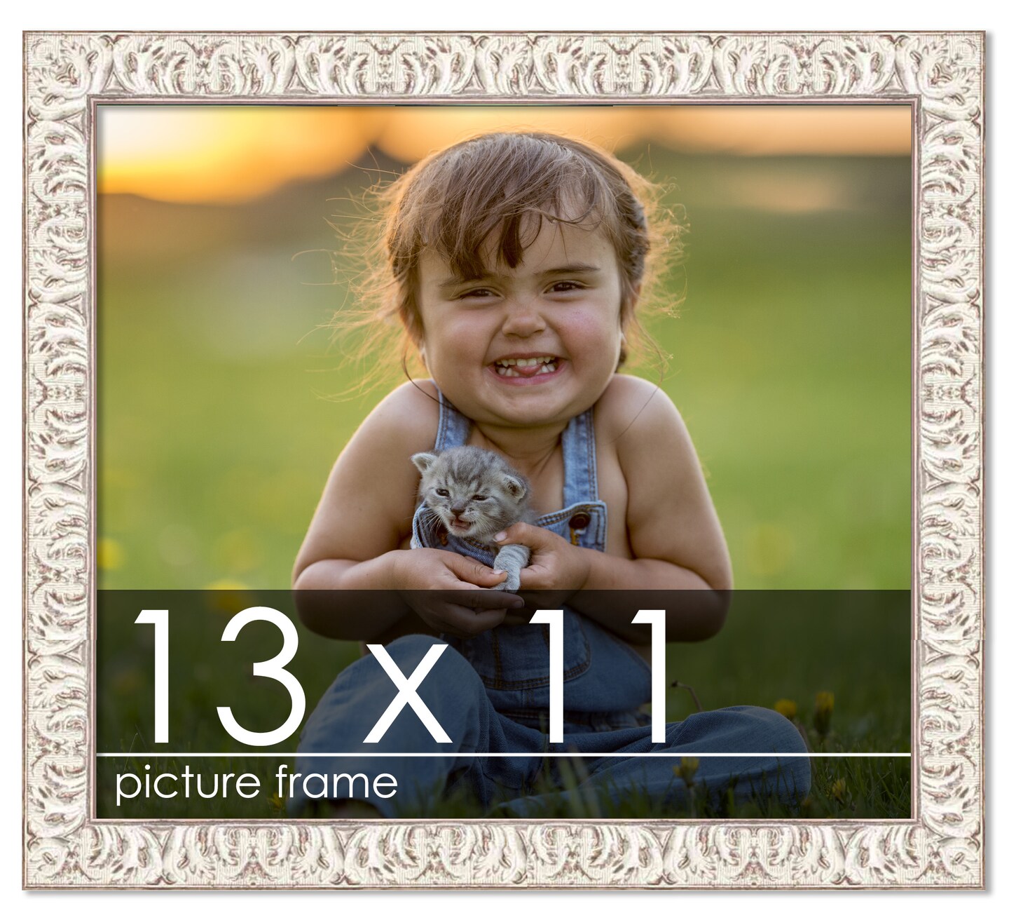 Photo Size Refined White Picture Frame - UV Acrylic, Foam Board Backing, Hanging Hardware