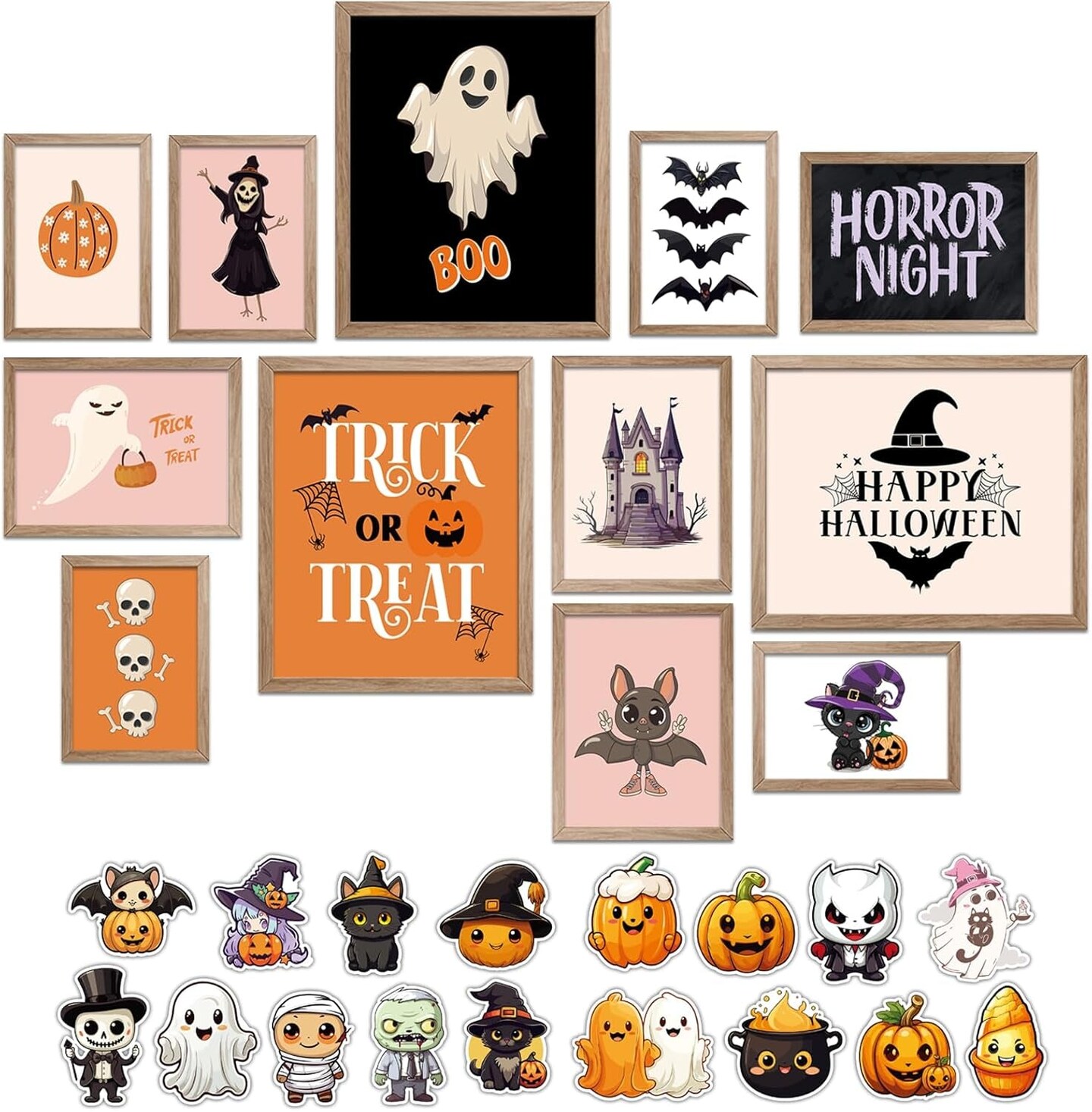 Halloween Wall Art&#x2013; 12 Pcs Halloween Room Decor&#x2013; Gothic Wall Decor Skeleton Posters Halloween Art Prints for Halloween Gallery Wall for Parties, Girls-Home Living Room Bedroom Decor (UNFRAMED)