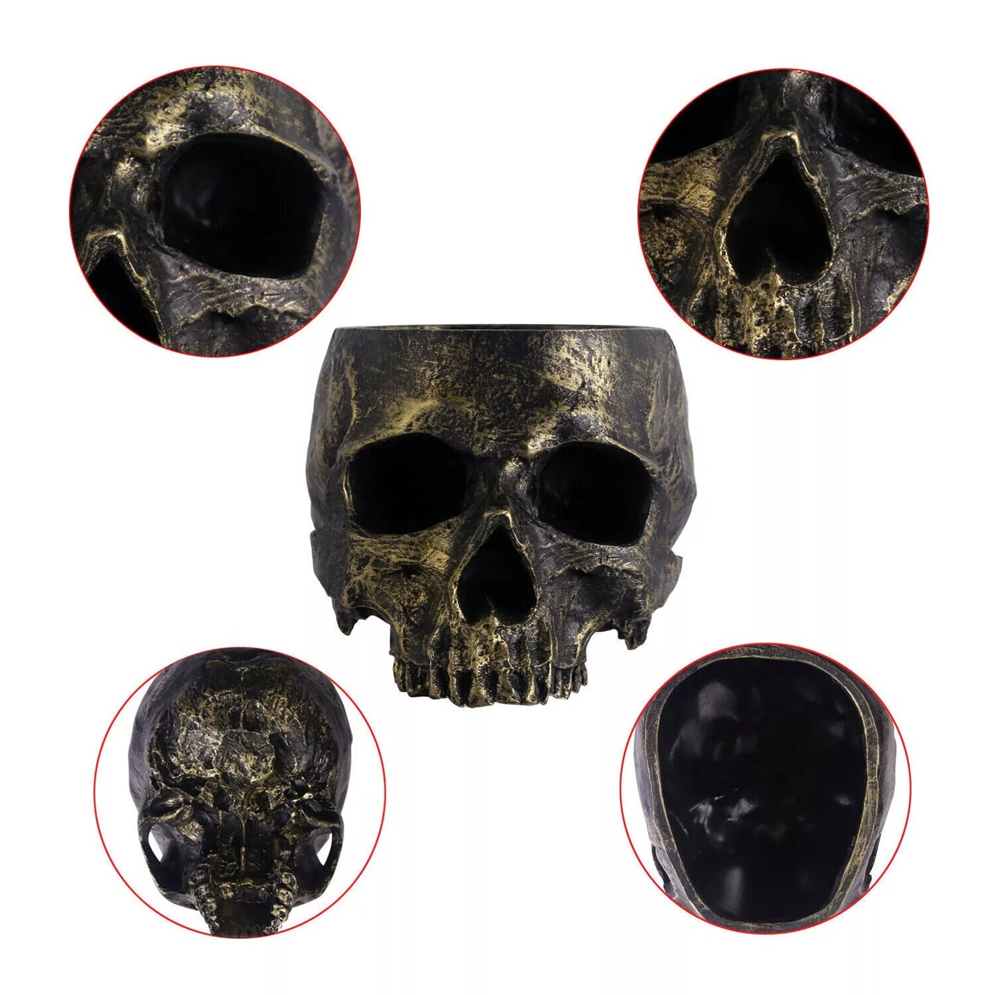 Kitcheniva Bronze Halloween Candy Dish Deep Skull Head