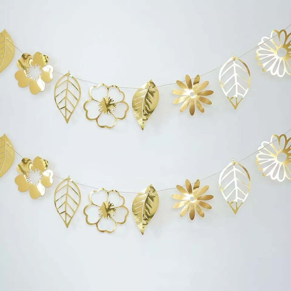 7 ft long Large Flowers Leaves Metallic Paper Garland Party Decorations Supplies