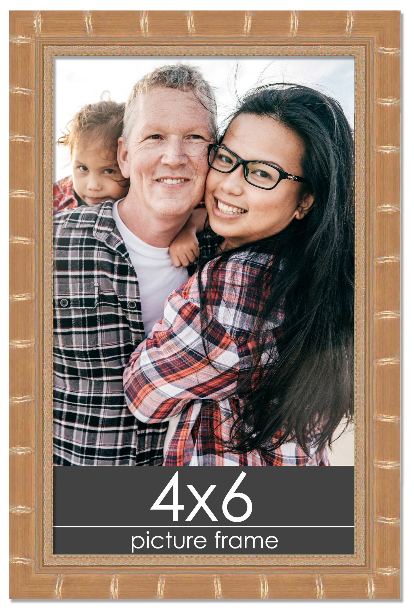 4x6 Modern Bamboo Picture Frame with UV-Resistant Acrylic & Acid Free Backing, Available in 5 Finishes - Gold, Silver, Brown, Black, and Natural
