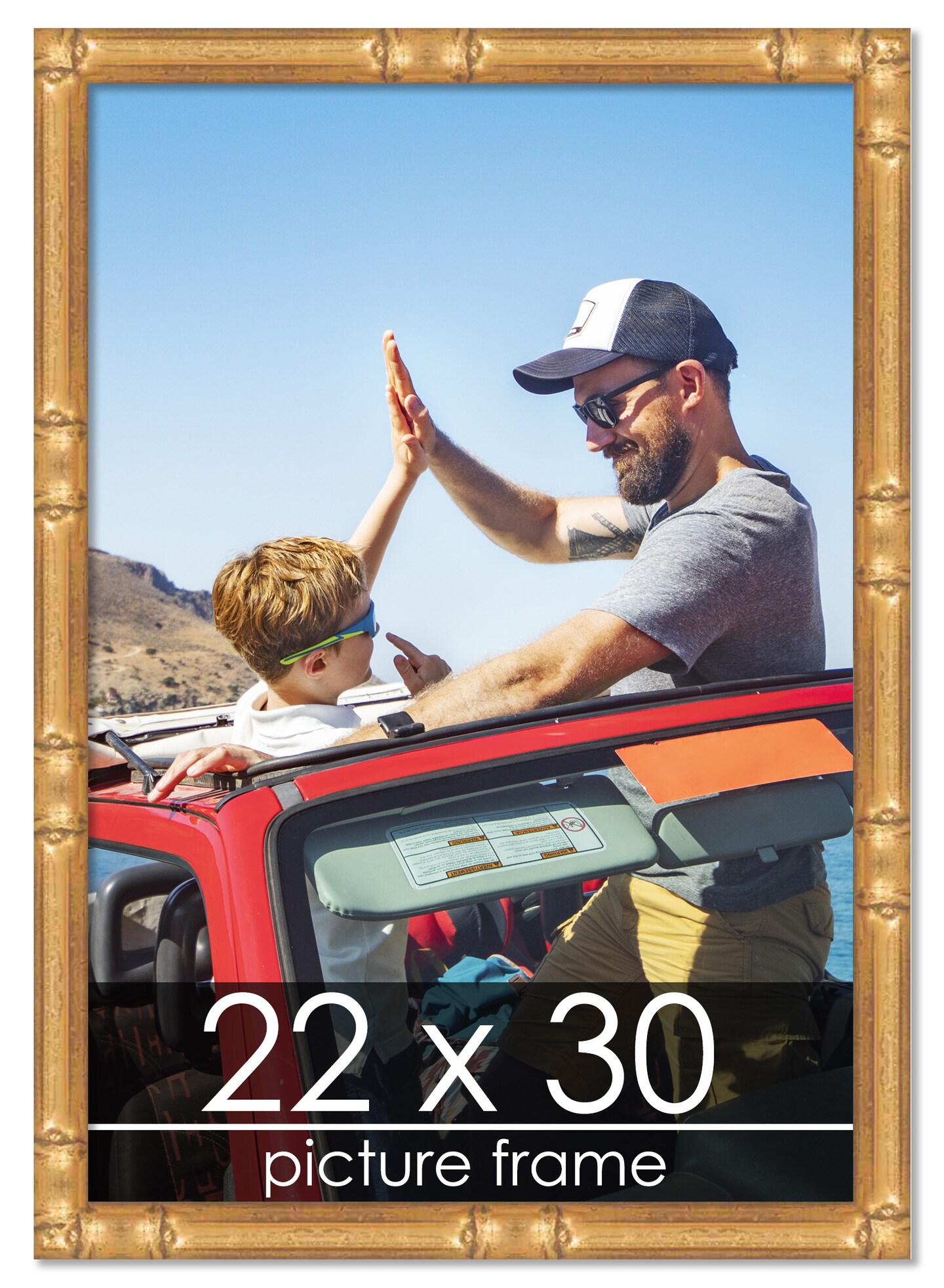 22x30 Thin Bamboo Picture Frame with UV-Resistant Acrylic & Acid Free Backing, Available in 2 Finishes - Gold and Brown