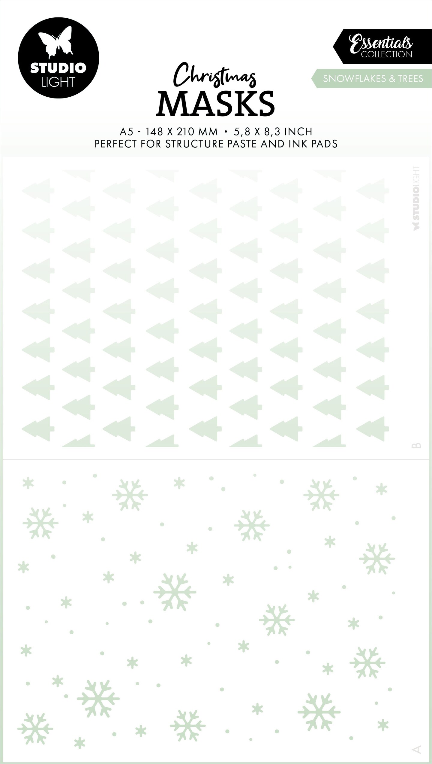 Studio Light Essentials 4.13&#x22;X5.83&#x22; Stencil-Nr. 291, Snowflakes &#x26; Trees