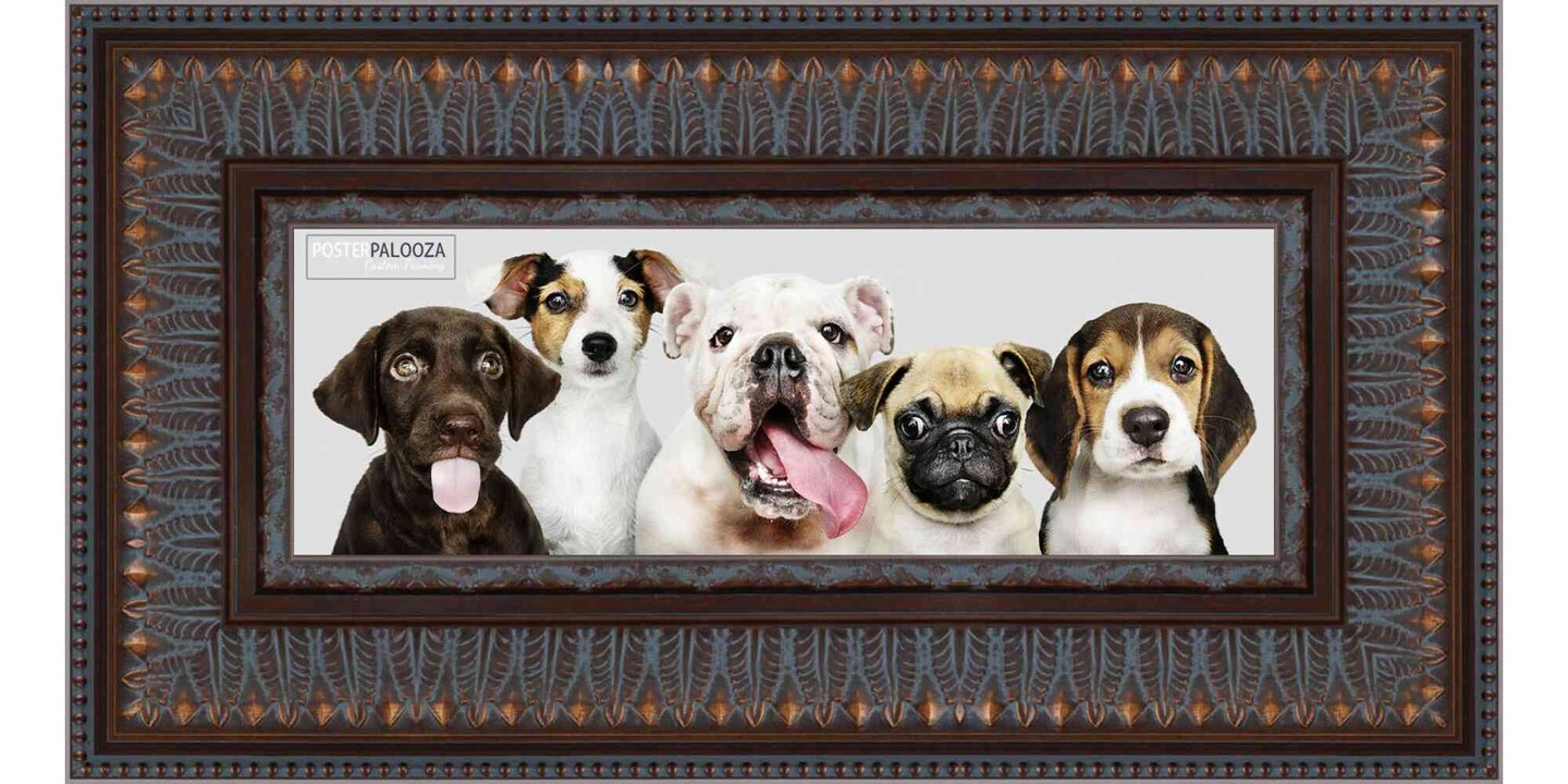Panoramic 3.5" Wide Ornate Brown Frame - UV Acrylic, Foam Board Backing, Hanging Hardware