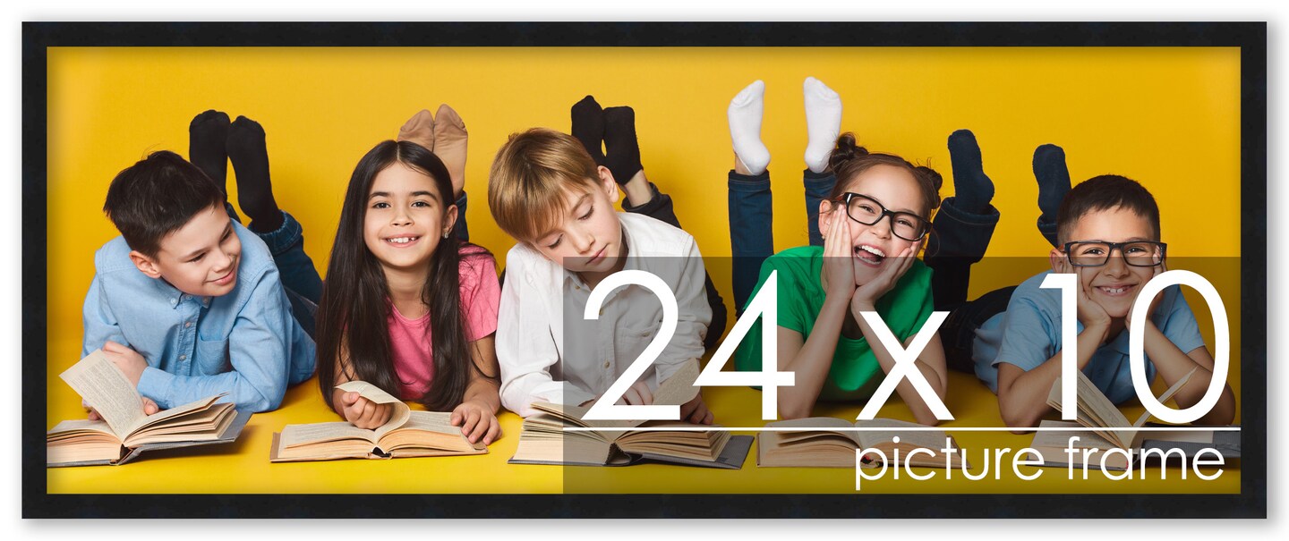 24x10 Solid Wood Picture Frame with UV-Resistant Acrylic &#x26; Acid-Free Backing, Available in 6 Finishes: Matte Black, Matte White, Metallic Bronze, Silver, Natural Wood Grain &#x26; Mahogany