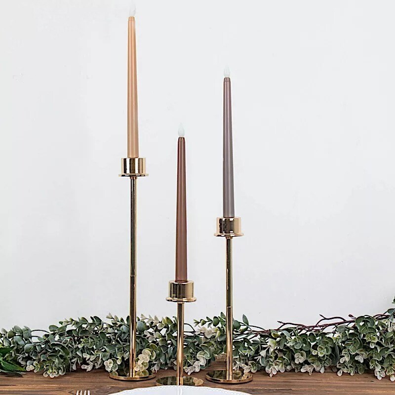 3 Assorted 11" LED Flameless Taper Candles Lights Party Events Home Supplies