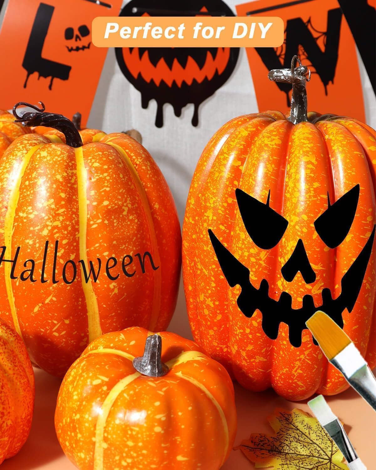 Assorted Orange Plastic Pumpkins for Decorating