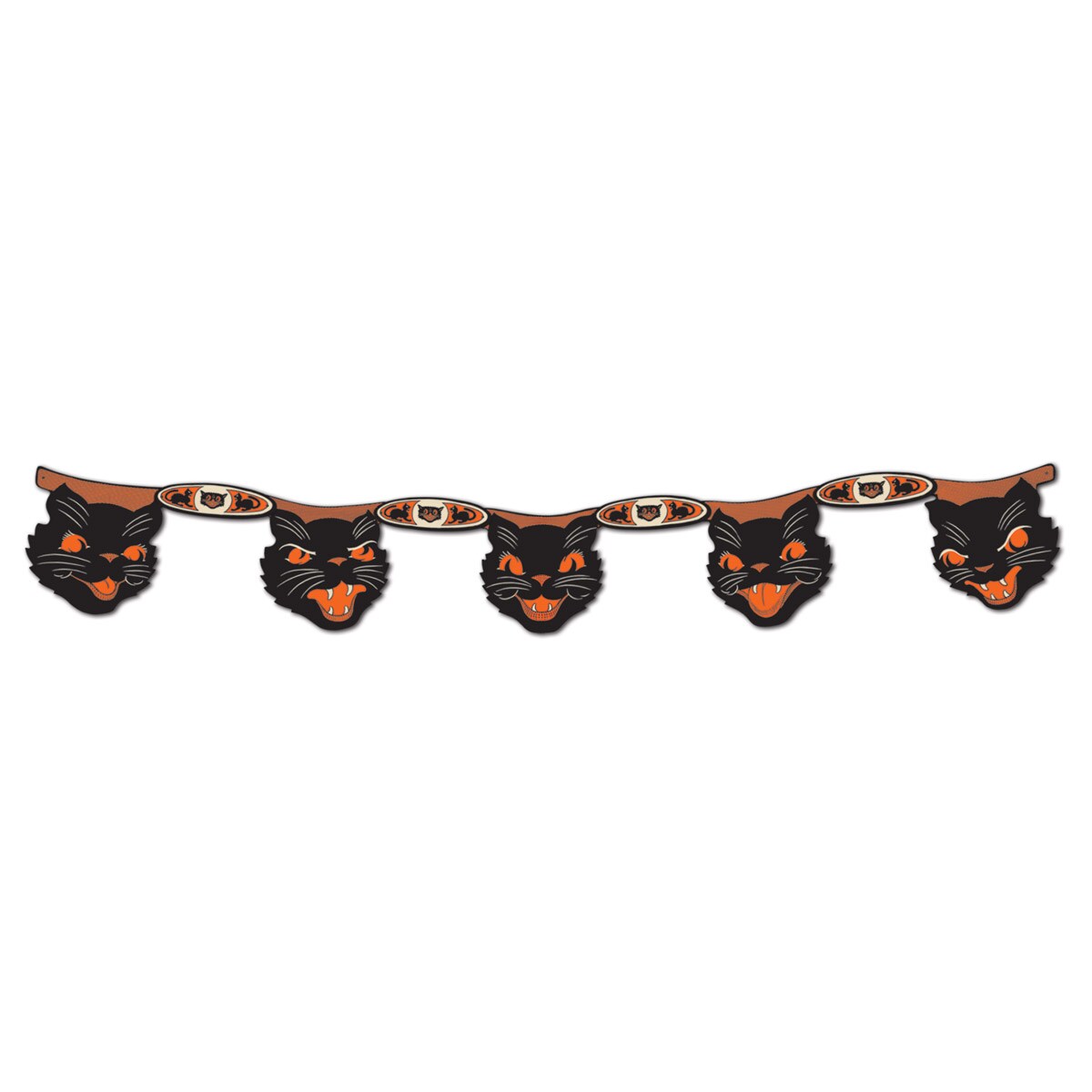 Beistle 7&#xBD;in. x 4Feet Standard Vintage Halloween Jointed Cat Streamer - 12 Pack
