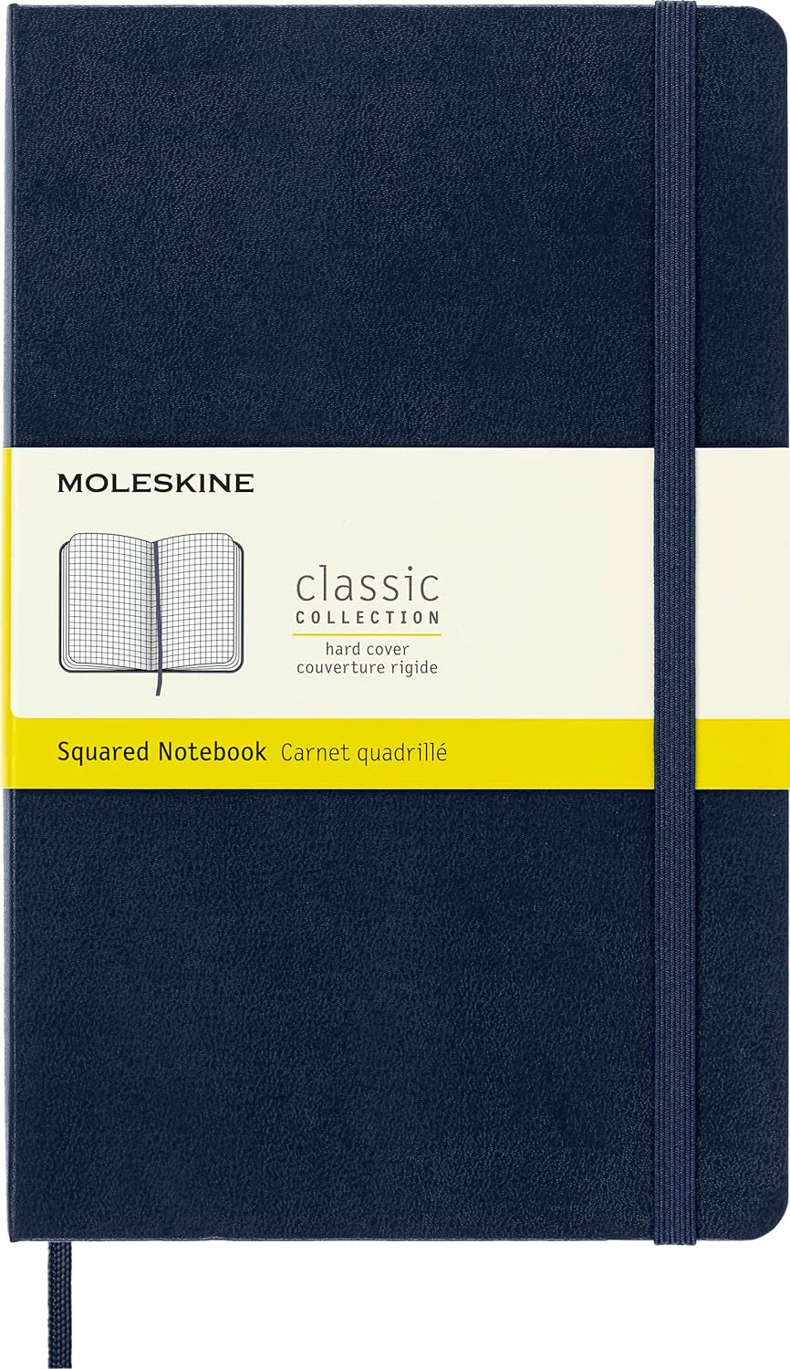 Classic Notebook, Hard Cover, Large (5&#x22; X 8.25&#x22;) Squared/Grid, Sapphire Blue, 240 Pages