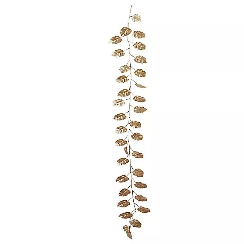 7 ft Metallic Gold Artificial Monstera Leaves Garland Faux Hanging Vine Party