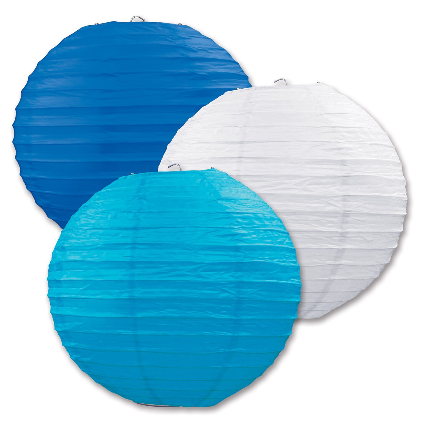 Beistle 9&#xBD;in. Paper Lanterns - Blue and White - 6 Pack