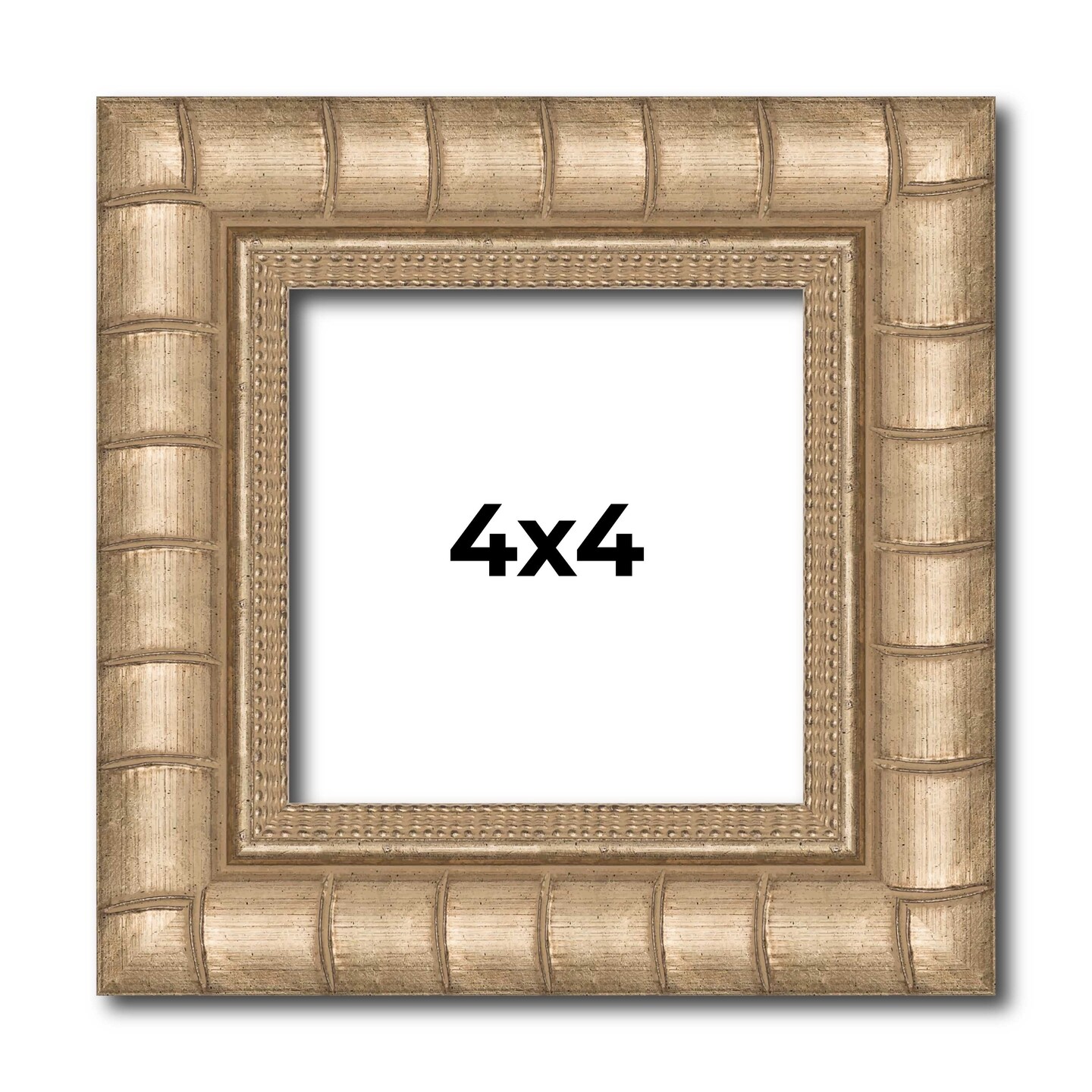4x4 Modern Bamboo Picture Frame with UV-Resistant Acrylic &#x26; Acid Free Backing, Available in  5 Finishes - Gold, Silver, Brown, Black, and Natural