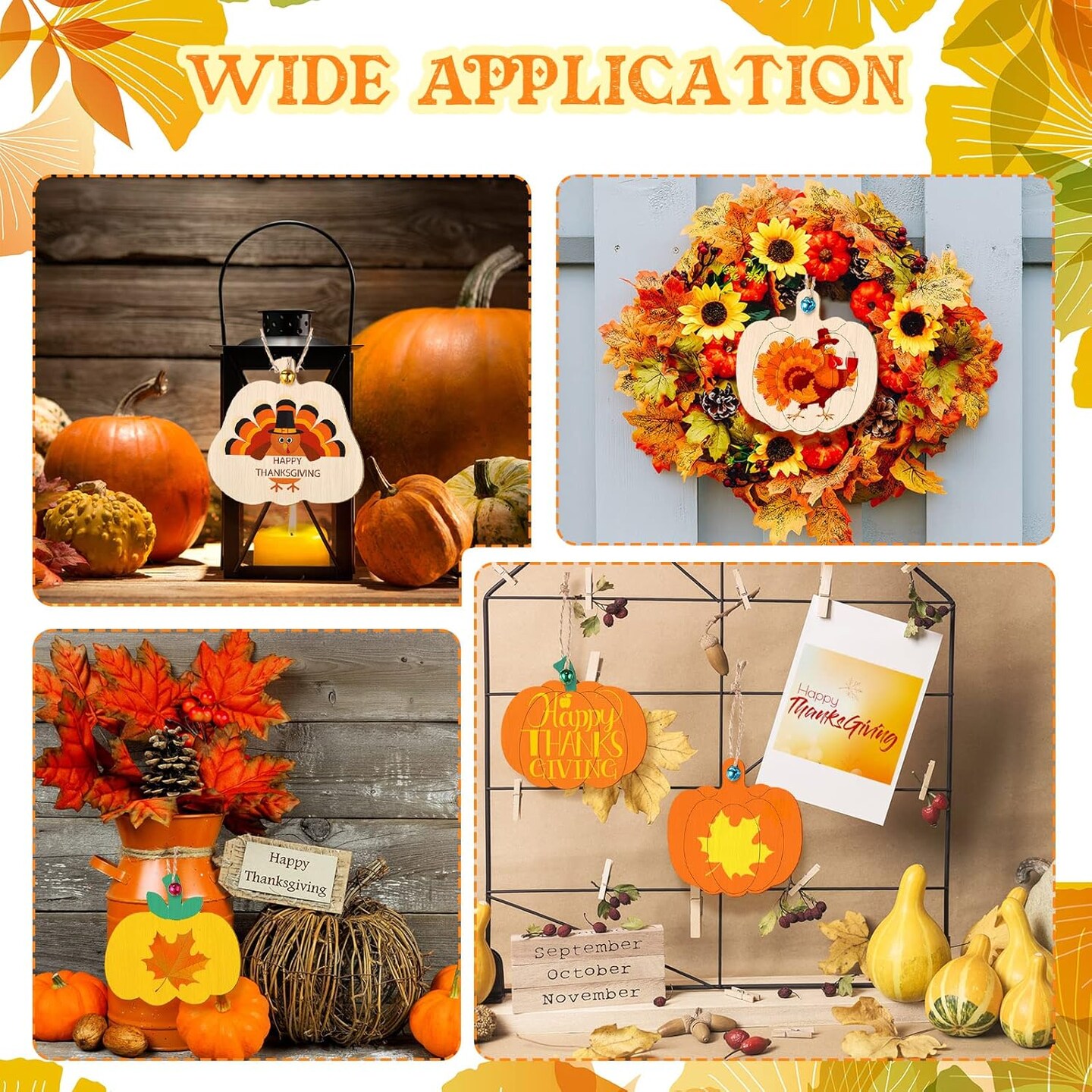 Unfinished Wood Pumpkins Decoration Autumn Thanksgiving