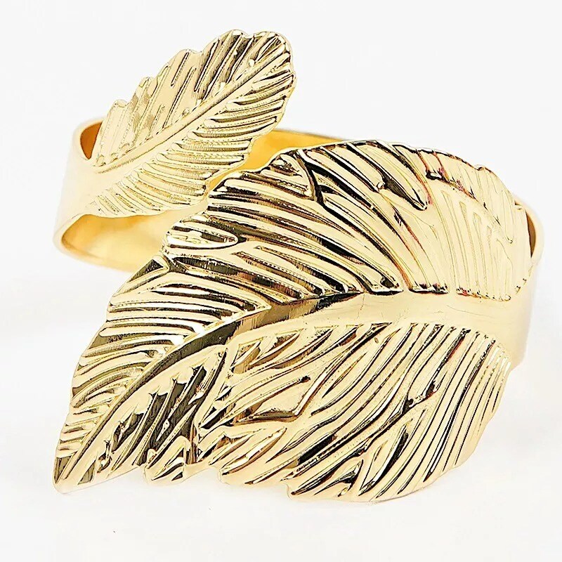 4 Metallic Gold Napkin Rings Ornate Leaf Design Party Event Decorations Supplies
