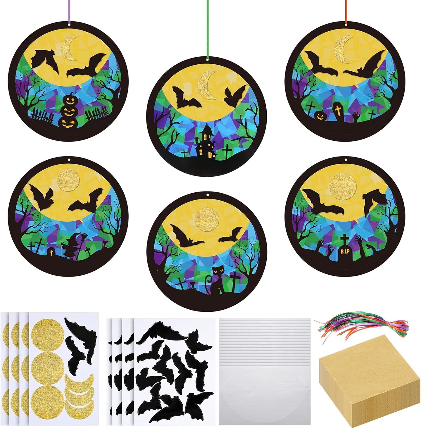 24 Sets Halloween Bat Tissue Sign Craft Kit for Kids