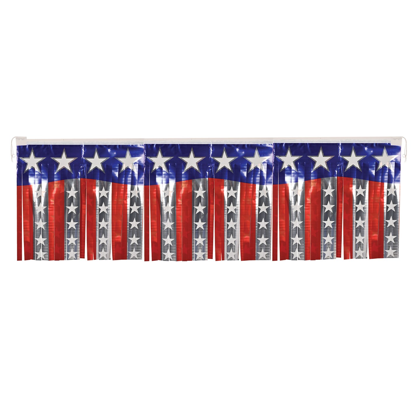 Beistle 14in. x 4Feet Metallic Stars & Stripes Fringe Banner - 12 Pack