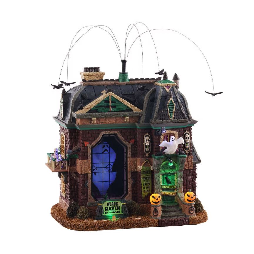 Lemax Spooky Town Halloween Village Black Raven Manor Building