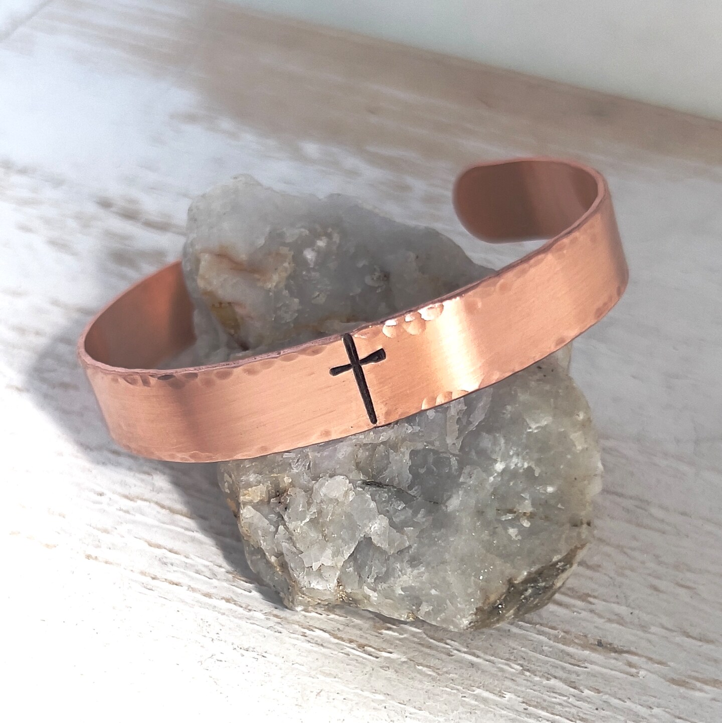 Hammered hotsell Copper Silver Cross Bracelet/Bangle