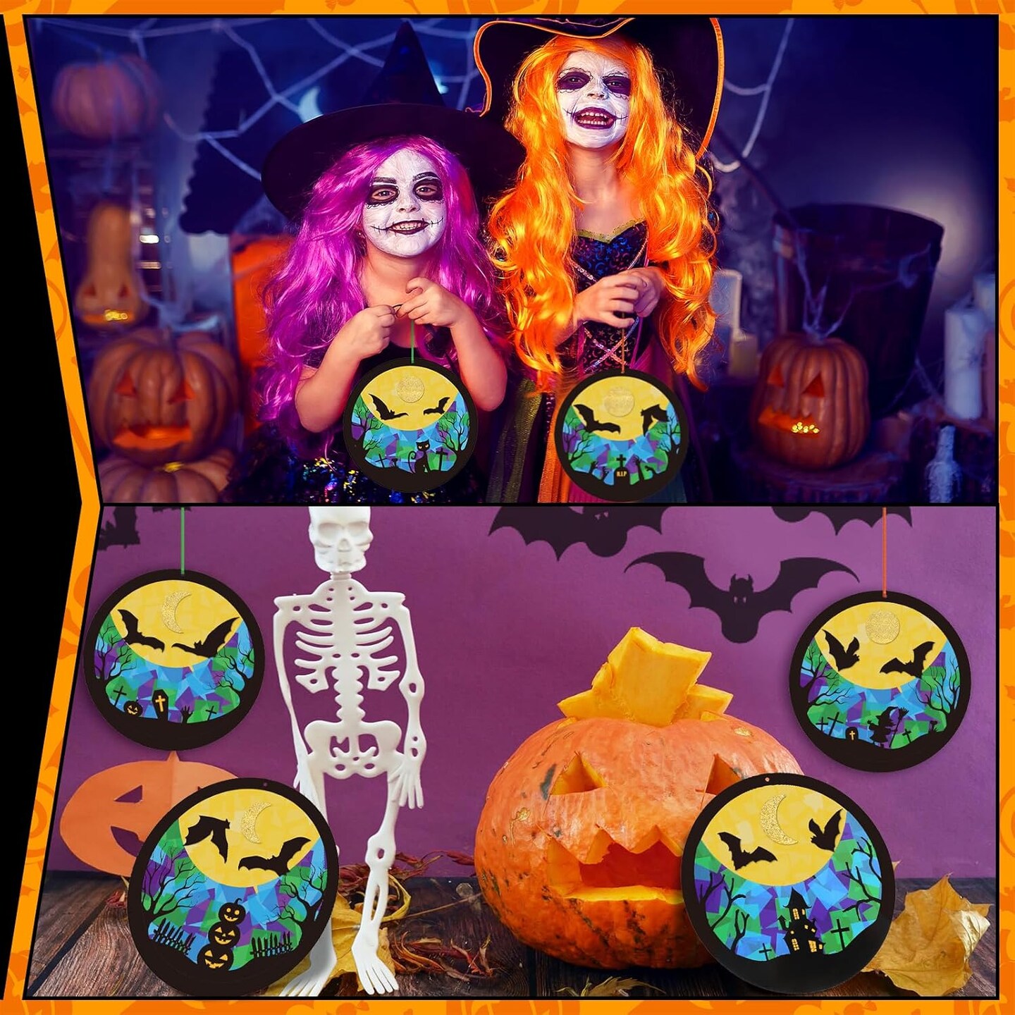 24 Sets Halloween Bat Tissue Sign Craft Kit for Kids