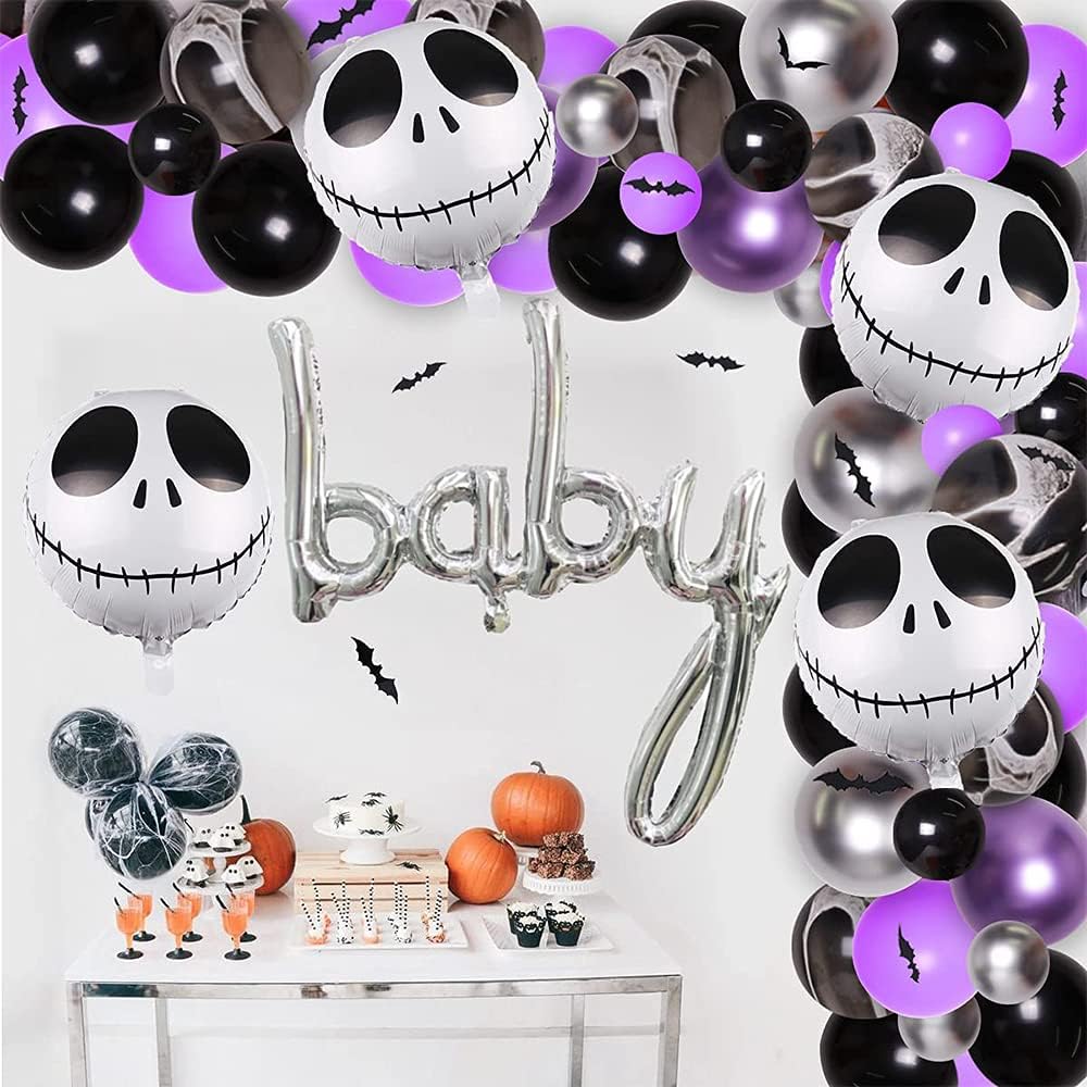 20PCS Halloween Skull Skeletons Foil Balloons Party Decorations Supplies - Happy Halloween Skull Party Decorations for Day of the Dead Party Supplies Decorations