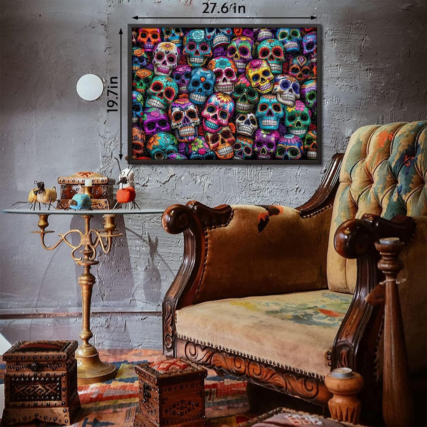 Adults 1000 Pieces, Halloween Puzzles 1000 Pieces, Colorful Skeleton Puzzle Dia De Los Muertos, Challenging Collage Jigsaw Puzzle Grateful Dead