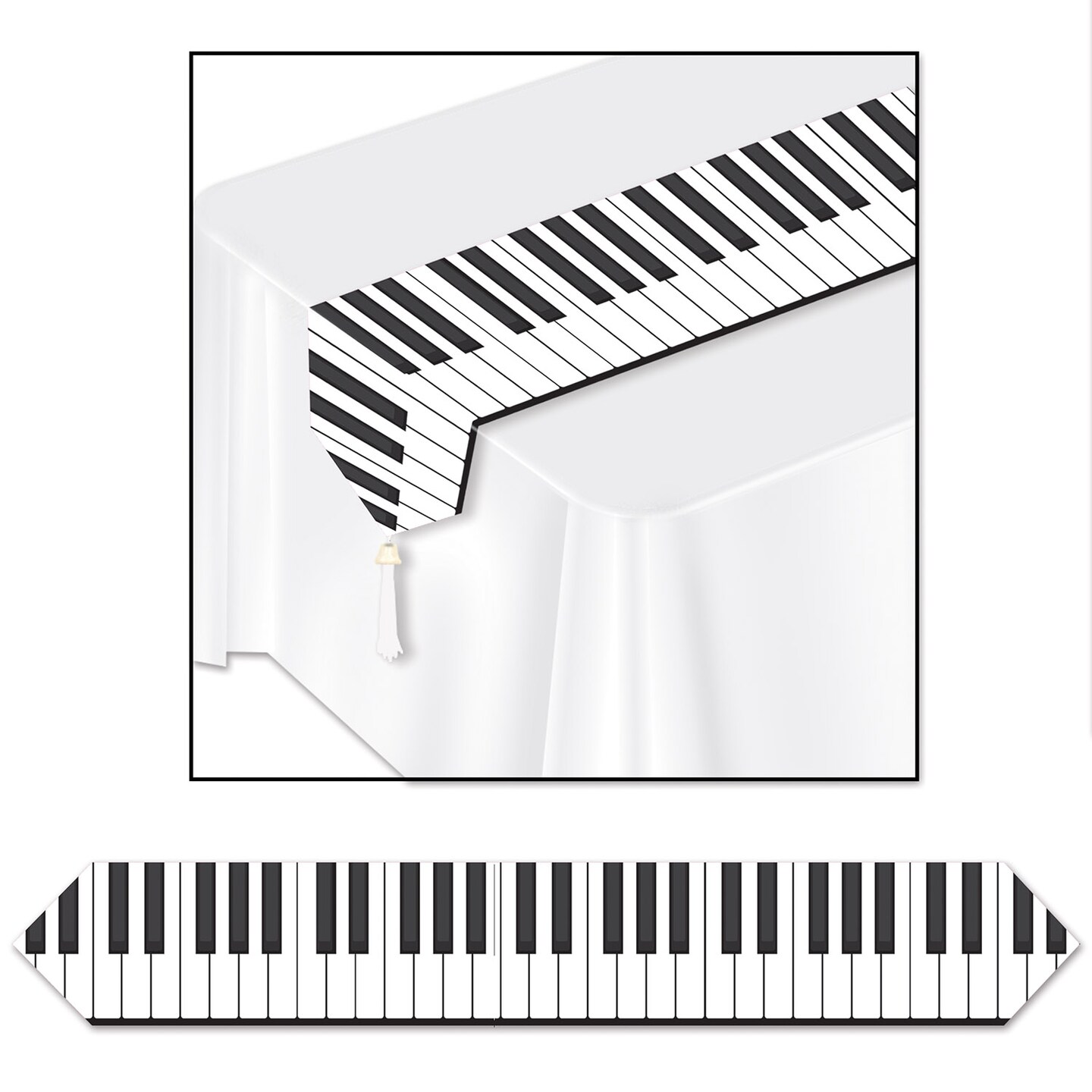 Beistle 11in. x 6Feet Printed Piano Keyboard Table Runner - 12 Pack