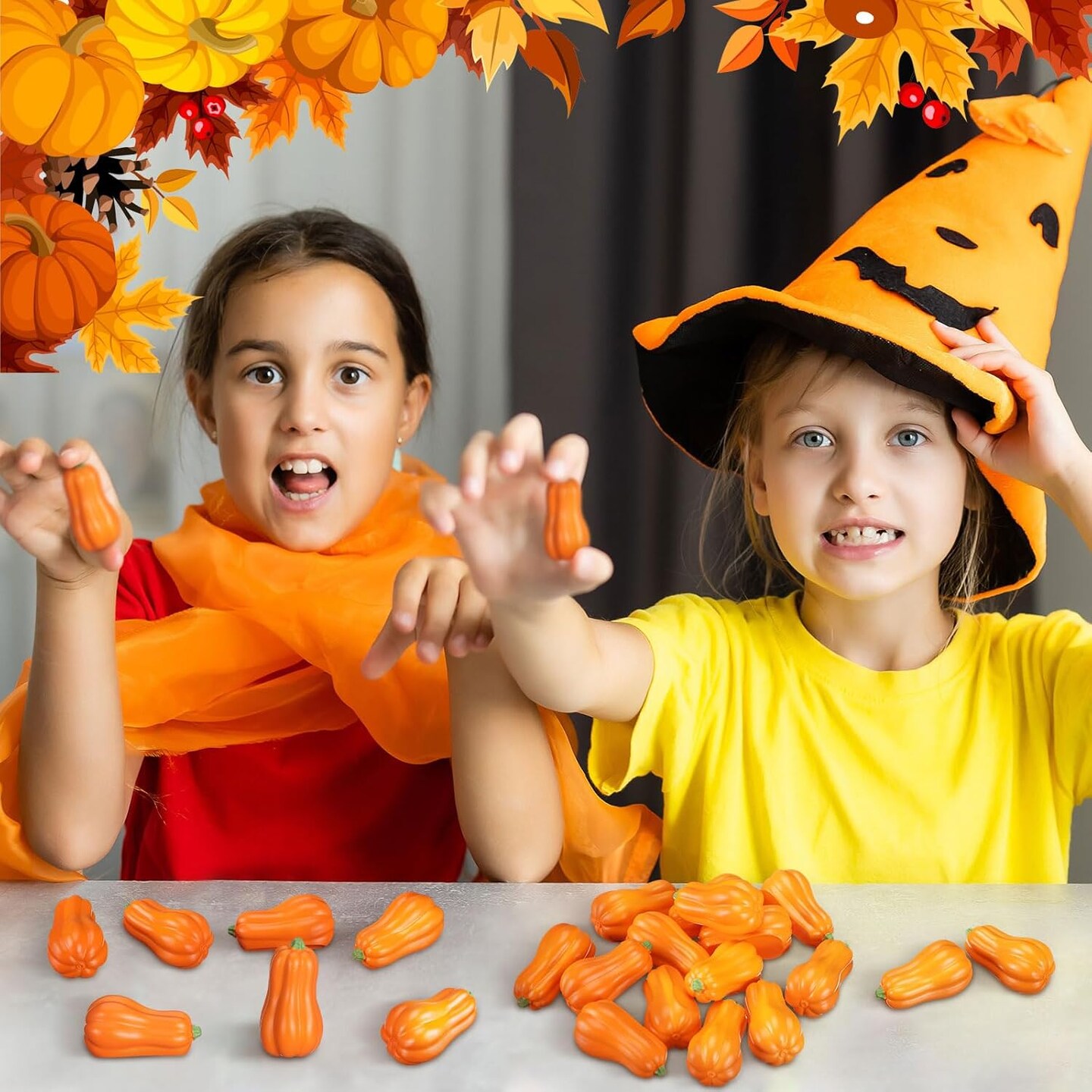 50 Pcs Mini Pumpkins Fall Artificial Decor