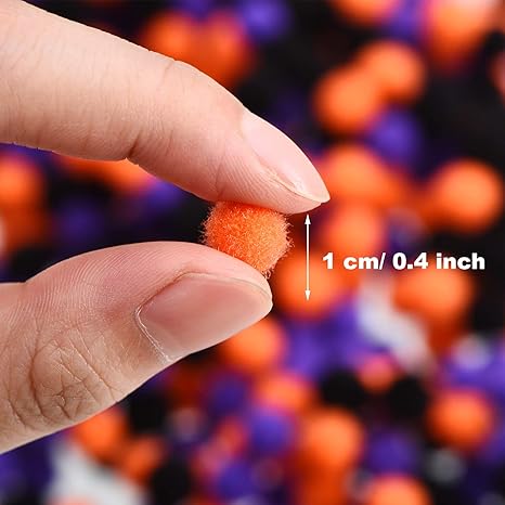 Fuzzy Pom Balls Fluffy Pom Balls for DIY Hobby Supplies Halloween Party Decorations (Black, Orange, Purple)