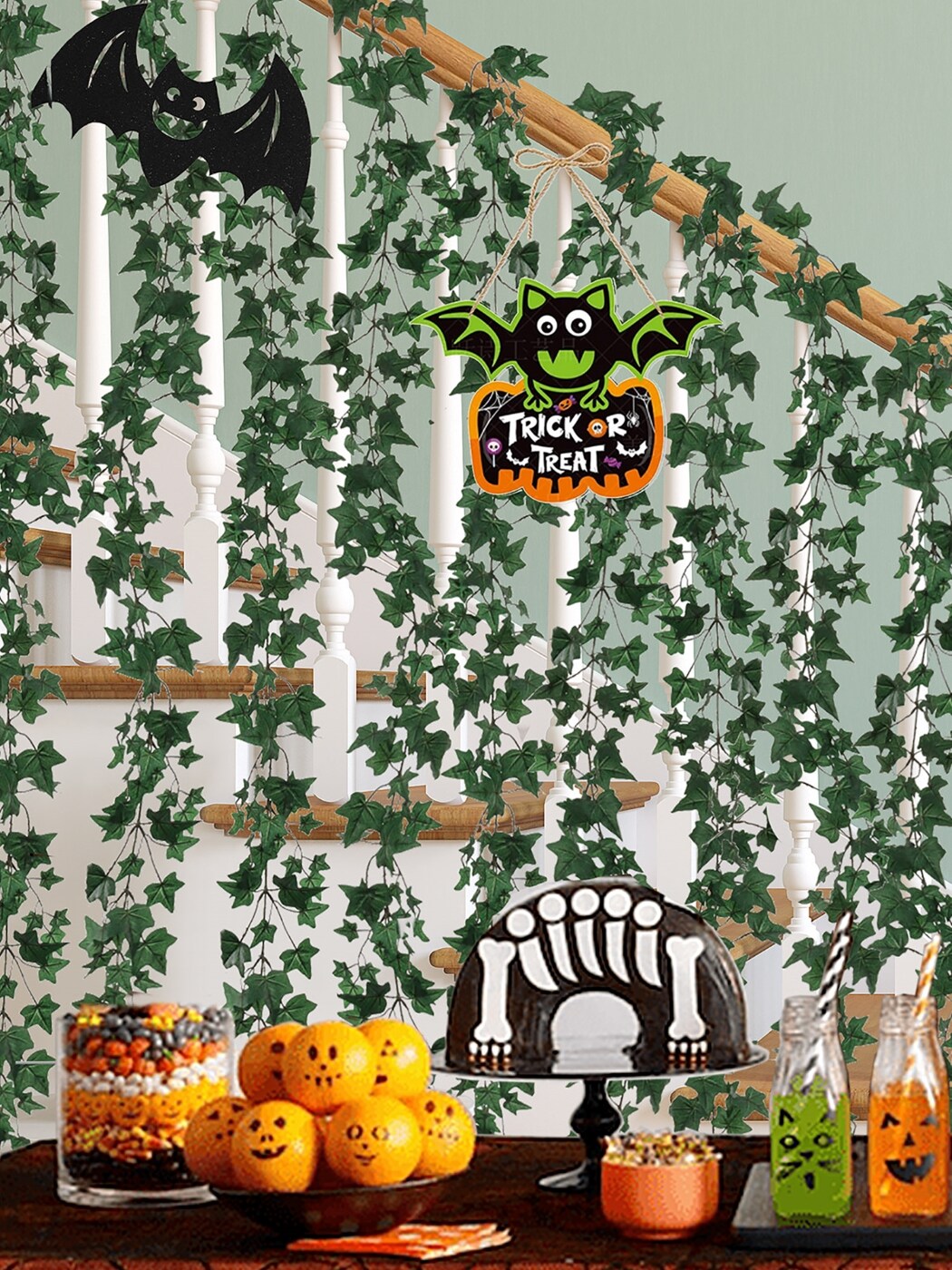 6-Foot English Ivy Garland - Premium Silk Variegated Green & White Ivy, Realistic Artificial Vine for Home & Office Decor, Hanging Accent - Floral Home by Artificial Flowers