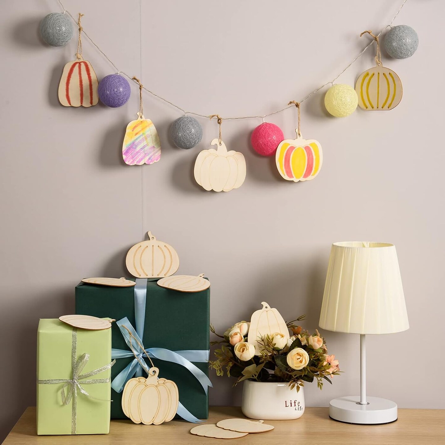 36Pcs Wooden Pumpkin Cutouts Crafts