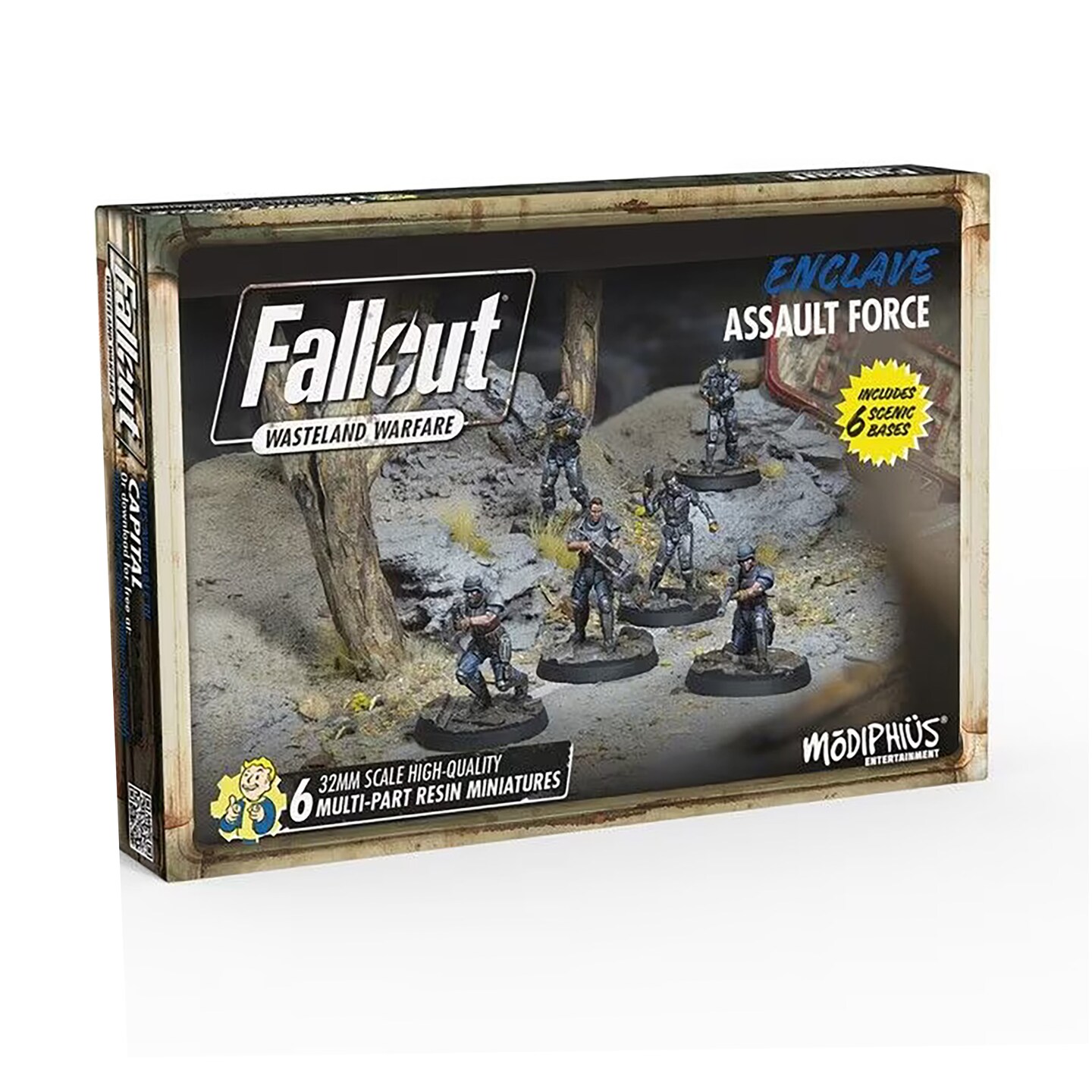Fallout Wasteland Warfare: Enclave-Force - 6 Miniatures, 32mm Unpainted Quality Resin Figures, Capital Wave RPG